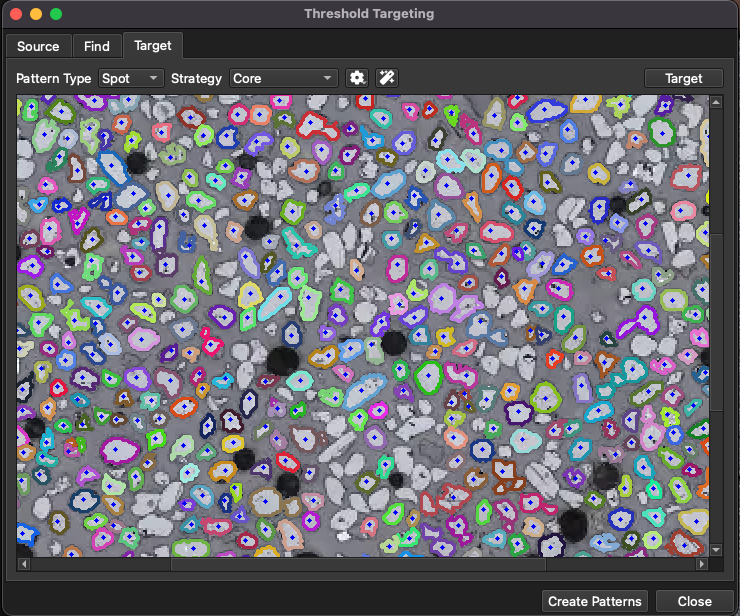A screenshot showing the Threshold Targeting window